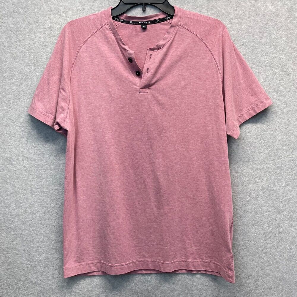 Public Rec Go-To Short Sleeve Henley Shirt Mens Large Pink Dusky Mauve